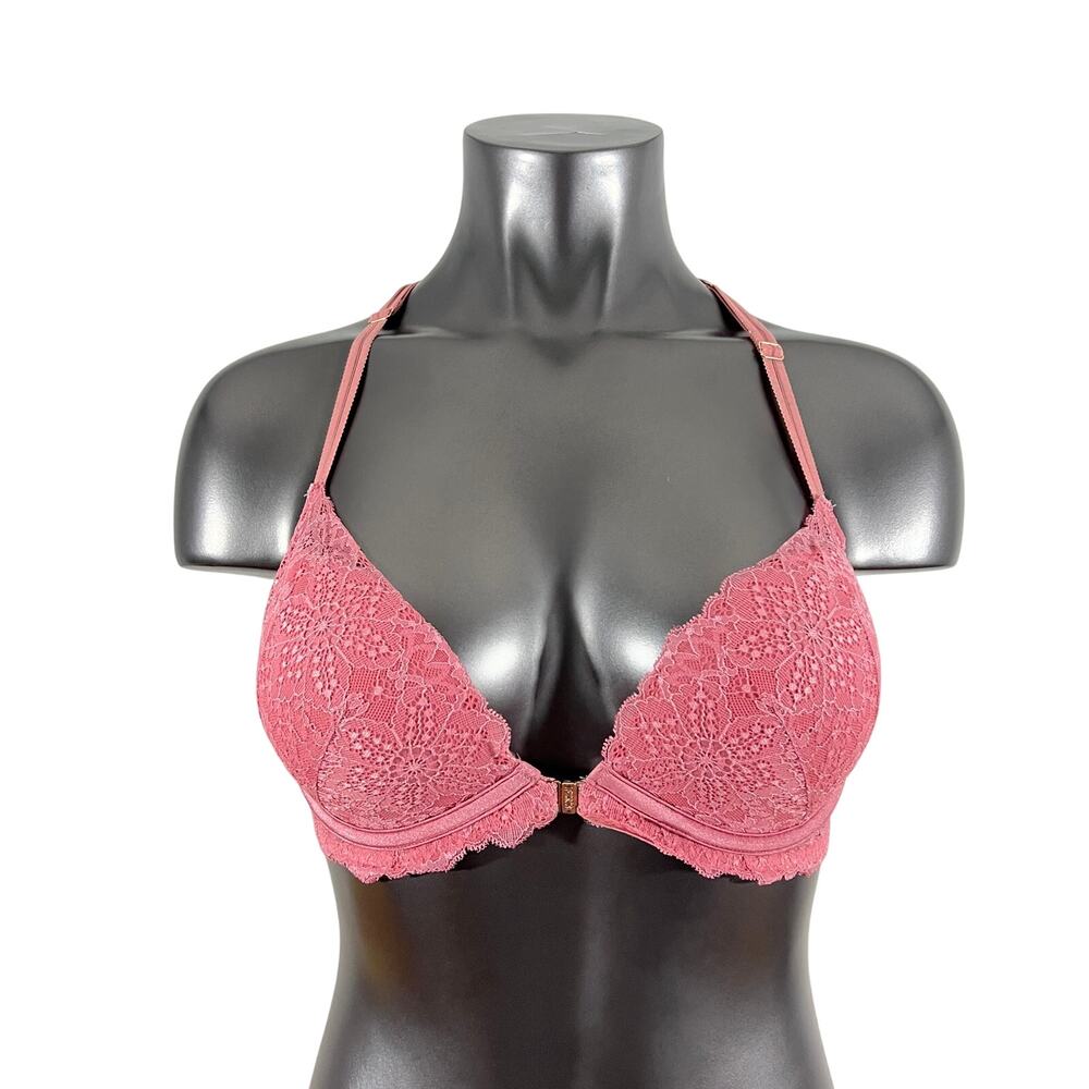 Victoria's Secret PINK Bra Date Push Up Racerback Dusty Rose Pink Lace 34D